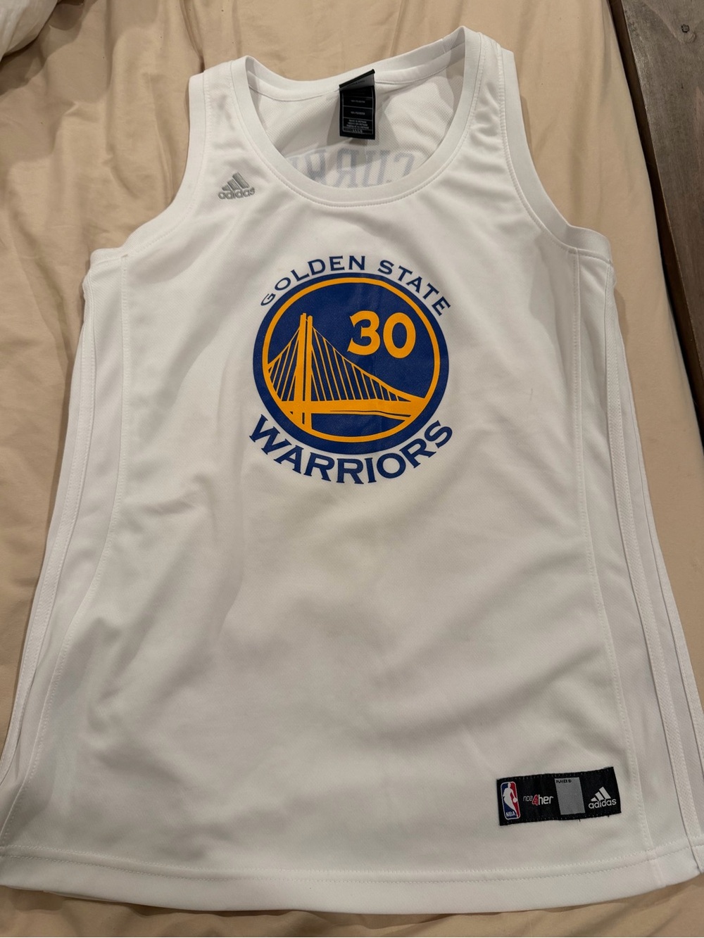 Adidas Golden State Warriors #30 White Basketball Tank - Stephen Curry